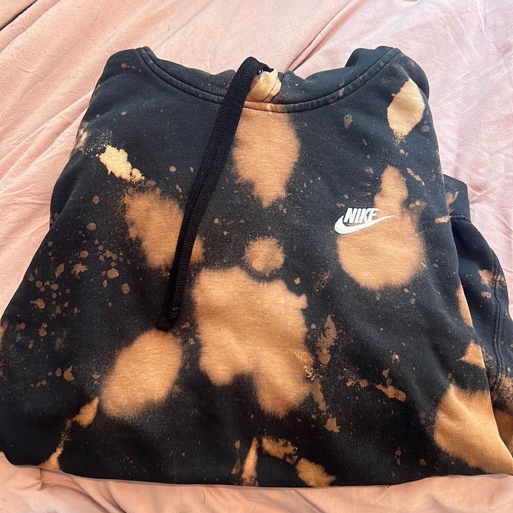 Nike black men’s hoodie with bleach design
